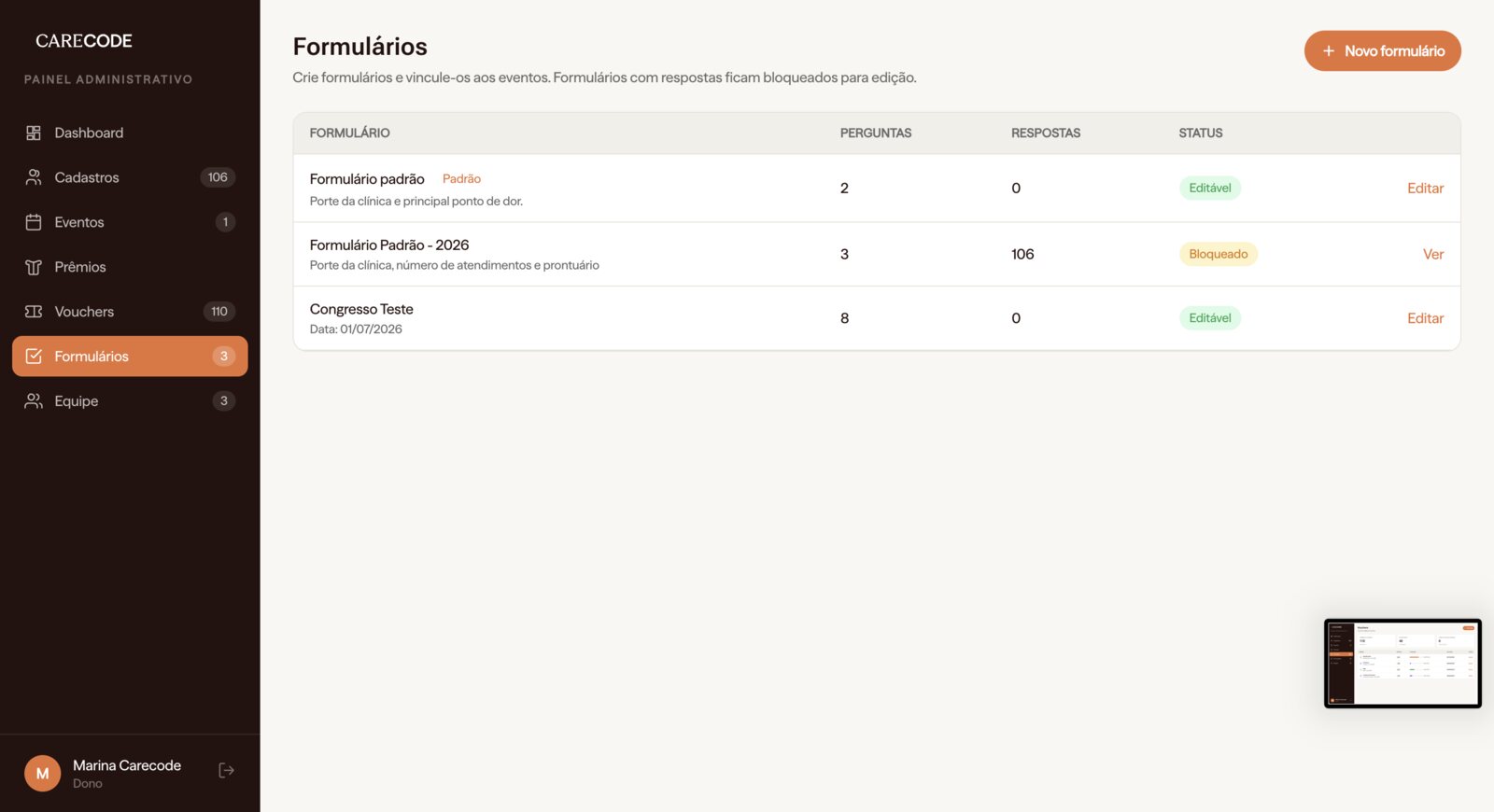 Carecode, roleta digital de evento